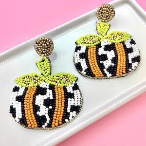NEW Pumpkin Earrings Fall Western Cowgirl Boho Cow Print